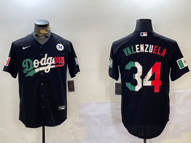 Men Los Angeles Dodgers #34 Valenzuela Black Game 2024 Nike MLB Jersey style 112020->los angeles dodgers->MLB Jersey